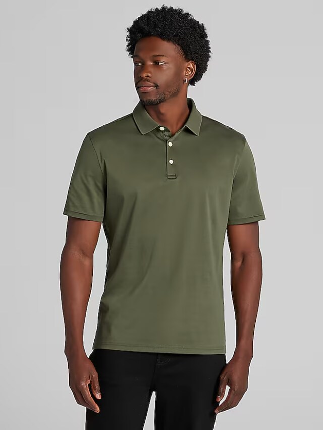 , Classic Fit Luxe Cotton Polo - Green, dark green, Image 1 of 4